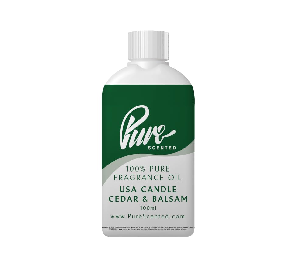 Pure Scented 100ml Fragrance Oil - Vegan & Cruelty-Free, for Candles, Soaps, Slime, Diffusers, Cosmetics, Wax Melts & DIY Crafts (1 x 100ml, USA Candle Cedar & Balsam) — image 1