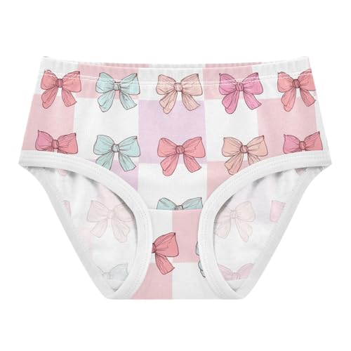 Wusikd Bows Checkered Girls' Underwear Cotton Girls Briefs Soft Toddler Underwear 2T