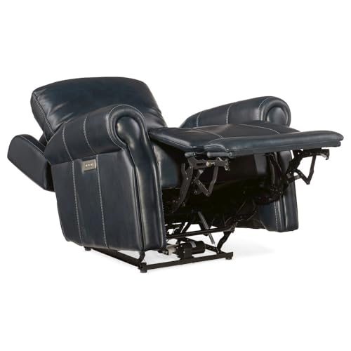 Sillón reclinable cuero azul con respaldo eléctrico miniatura 4