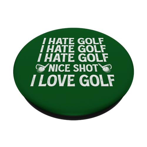I Hate Golf Nice Shot I Love Golf - Funny Golfing Golfer PopSockets Swappable PopGrip, Black - Image 2