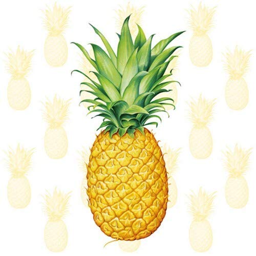 Lot de 20 serviettes en papier - Motif ananas tropicaux - 33 x 33 cm