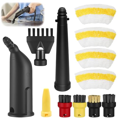 12PCS De Accesorios De Limpieza De Vapor para Kärcher Easyfix SC1 SC2 SC3 SC4, Juego De Piezas De Repuesto con Boquilla Extendida, Cepillo Redondo,Cepillo para Juntas, Paños De Microfibra