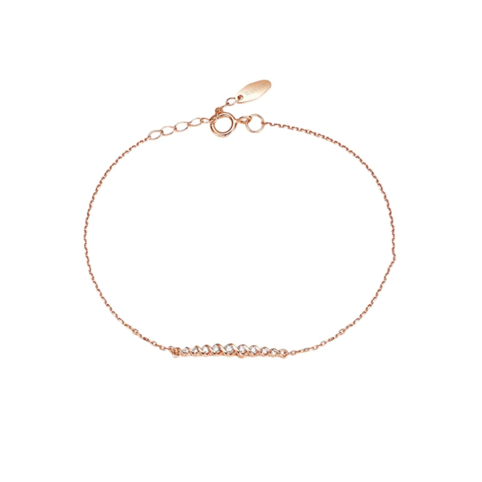 Pulseras de moda, pulsera de promesa redonda con diamante de 0,08 quilates, oro rosa, regalos de cumpleaños para mujer