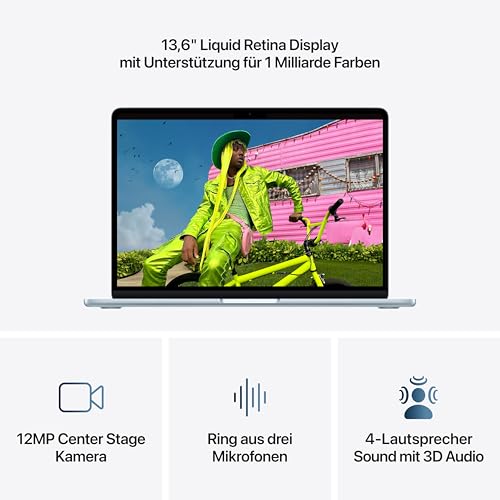 Apple 13" MacBook Air Laptop, M5 Chip mit 10‑Core CPU und 10‑Core GPU: Entwickelt für KI, 13,6" Liquid Retina Display, 16 GB gemeinsamer Arbeitsspeicher, 1 TB SSD, Touch ID, WLAN 7; Himmelblau 3