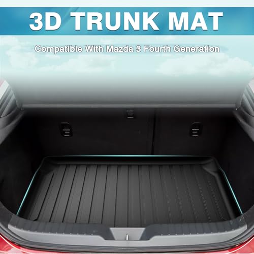Image of Mixsuper Custom Fit Cargo Liner for 2019-2025 2026 Mazda 3 Hatchback Trunk Liner All Weather Rear Cargo Trunk Mat (Does Not Fit Sedan Models) Black