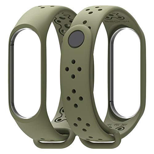 Pulsera Xiaomi Mi Band 3, Modaworld Suave de Silicona Sports Band para Xiaomi Mi Band 3 Original Correas de Reloj Inteligente Pulseras de Repuesto (Ejercito Verde)