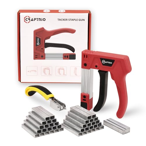 CRAFTNIO Light Duty Staple Gun,3 in 1 Manual Stapler Gun with Stapler Remover and 3000Pcs Staples for Light Wood, Fabric, Crafts, Furniture, Compatible with D/T-Type Staples for Home DIY Projects