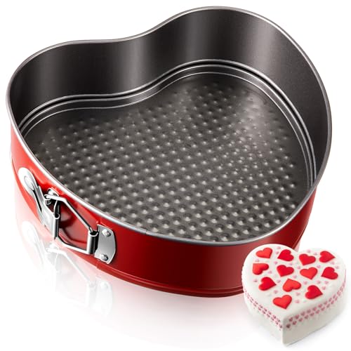 Tioncy 9 Inch Heart Shaped Springform Pan Red Heart Nonstick