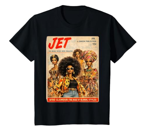 Afro Glamour – Vintage Black Women Cover Art T-Shirt, Youth, Black, Large