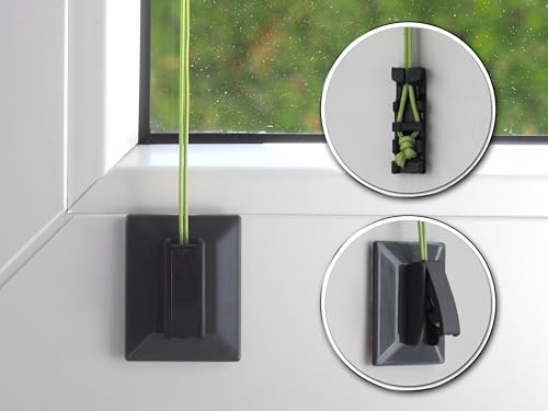 Aerolux Klebeplatten mit Klemmschuh universal für Plissees, verstrebt, 4er Pack inklusive Reinigungstuch, Montage von Plissees ohne Bohren am Fensterrahmen (anthrazit, 1x 4 Stück)