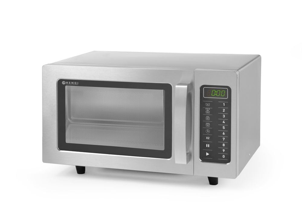 HENDI Micro-ondes, 1000W, 10 programmes par default, diamètre max. des plats: 320mm, puissance d'entrée 1550W, 25L, 230V, 511x432x(H)311mm, chambre 327x346x(H)200mm, inox