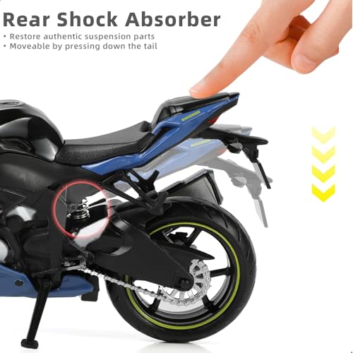 Image of 1:12 Motorcycle Model Toy for Kawasaki Ninja ZX-6R Metal Die-cast with Plastic Motorcycle Model Mini Moto Gift for Adult（Blue）