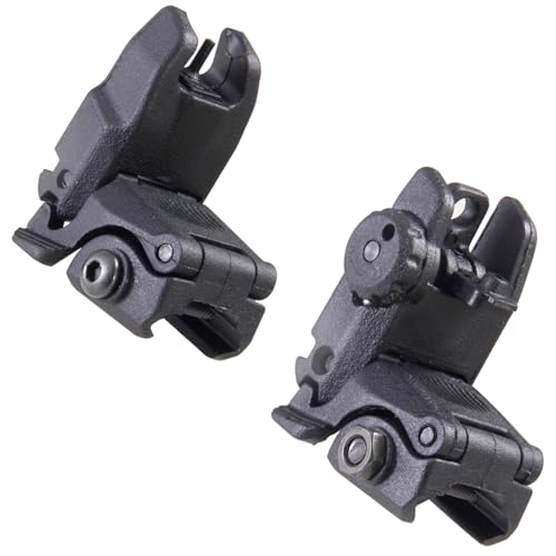 Flip-Up Backup Sights–Nylon Front & Rear Sights for 20mm Rail–Fits Picatinny/Weaver Rails - Lightweight & Tool-Adjustable