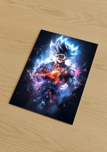 Image of NIJUKA Anime Printed Metal sheet Poster For Home And Room Decoration | For Anime Art Fans Boys And Girls (Dark space goku Ui)