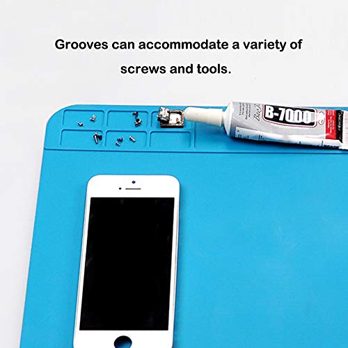 XNJIHWA Soldering Mat Silicone Heatproof Mat Soldering 500°30 x 20cm Anti-Static Multi-Purpose Magnetic Electronics Repair Pad for Soldering Brazing Repair Tool Welding Pad,Blue - Image 4