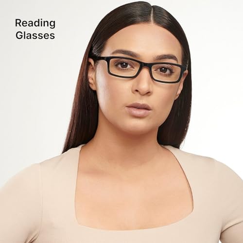 Image of Lenskart Reading Glasses | Men & Women | Black Rectangular Full Rim | + 1.25 Power | LR E11058