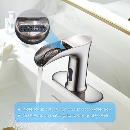 Grifo de lavabo con sensor de níquel cepillado y mezclador automático 6