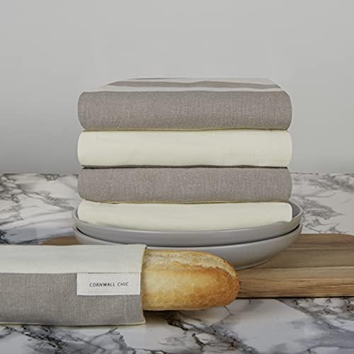 Sticky Toffee 100% Cotton Tea Towel - Pack of 5, Cappucinno Grey Stripe | Cornwall Chic Kitchen Hand Cloth Set | Absorbent, Strong, Quick Dry & Machine Washable | for Home Decor & Kitchen Accessories