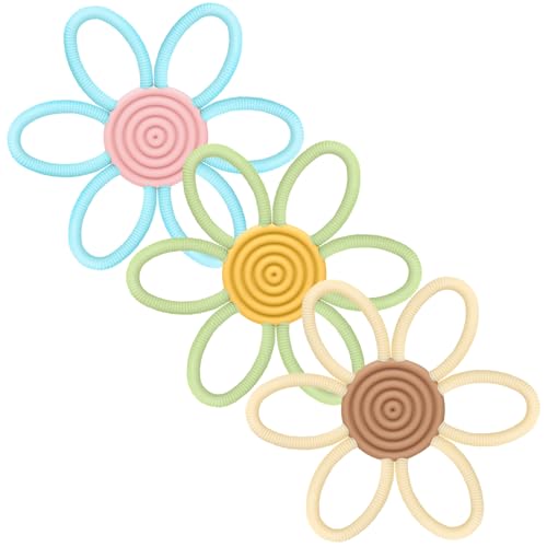 CLDY 3-Pack Baby Teething Toys Set - BPA-Free Food Grade Silicone Teethers | Soothing Teething Rings for Infants | Easy Clean, teethers for Babies 6-12 Months (Mint + Green + Beige)