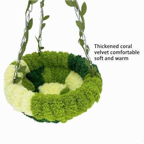 AXYOUCUN Woven Bird Nest Bed Parrot Hammock Coral Velvet Snuggle Hut Circular Lovebird Cage Bed Soft Parrot Nest Hanging Cage Bird Cage Accessories Swing for Parakeet Canary Budgie Small Pets - Image 5