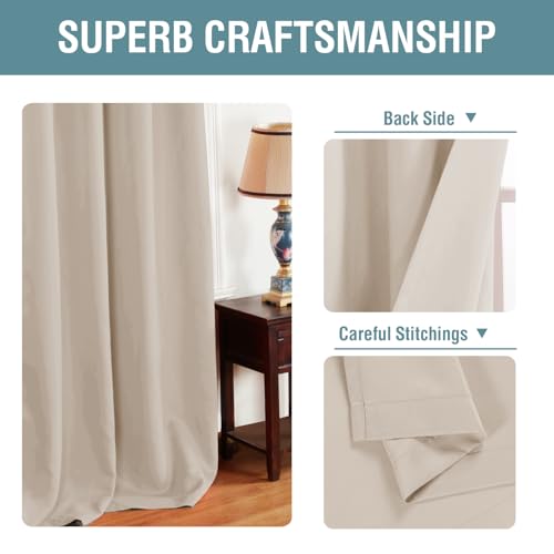 Image of H.VERSAILTEX Blackout Curtain for Living Room Thermal Insulated Window Treatment Curtain Extra Long 96 inch Length Energy Saving Solid Grommet Top Blackout Drape, One Panel, Fog, 52 inch W x 96 inch L