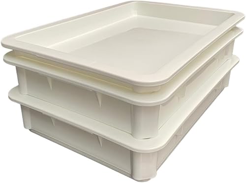 NIVMOWN 2 Pack BPA Free Plastic Dough Proofing Box | Pizza and Bread Box | Stackable With Covers and Lid | Premium Quality (44.5 cm* 32 * 8.5 cm)