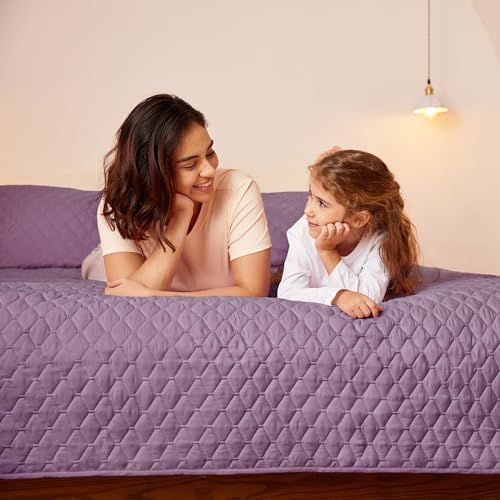 Exclusivo Mezcla Reversible Twin Quilt Bedding Set with Pillow Sham, Lightweight Quilts Twin Size, Soft Bedspreads Bed Coverlets for All Seasons - (Dusty Lavender, 68"x88")