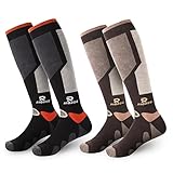 RIOROO Skisocken Herren & Damen 2 Paar, High Performance Thermo Kniehohe Wintersocken zum Skifahren...