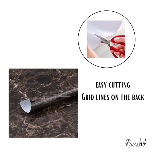Image of Self Adhesive Gloss Vinyl Wrap Film, High Gloss Marble Furniture Film Wallpaper (24 * 96 inch, Brown Marble)