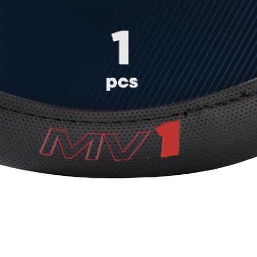 Image of Red Bull Racing Steering Wheel Cover - Universal Fit, Perforated Leather with Cloth Grips, Sporty Design, Protects & Enhances Your Vehicle's Style (RBSWC002MVBR)