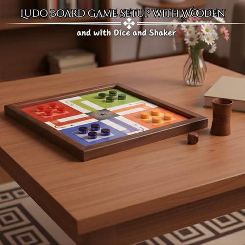 Image of inch2-in-1 Wooden Board Game Set in Brown - Ludo & Snakes & Ladders | Handcrafted Sheesham Wood | Classic Family Game for Kids & Adults | Includes Pawns & Dice | Durable Indoor Fun inch 10.5 x 10.5 Inches
