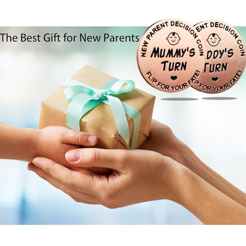 Image of New Dad Mom Gifts Funny Decision Making Coin, New Baby Gift for Parent Mummy Daddy Pregnancy Women First Time to be Moms Dads Mother's Day Double Sided