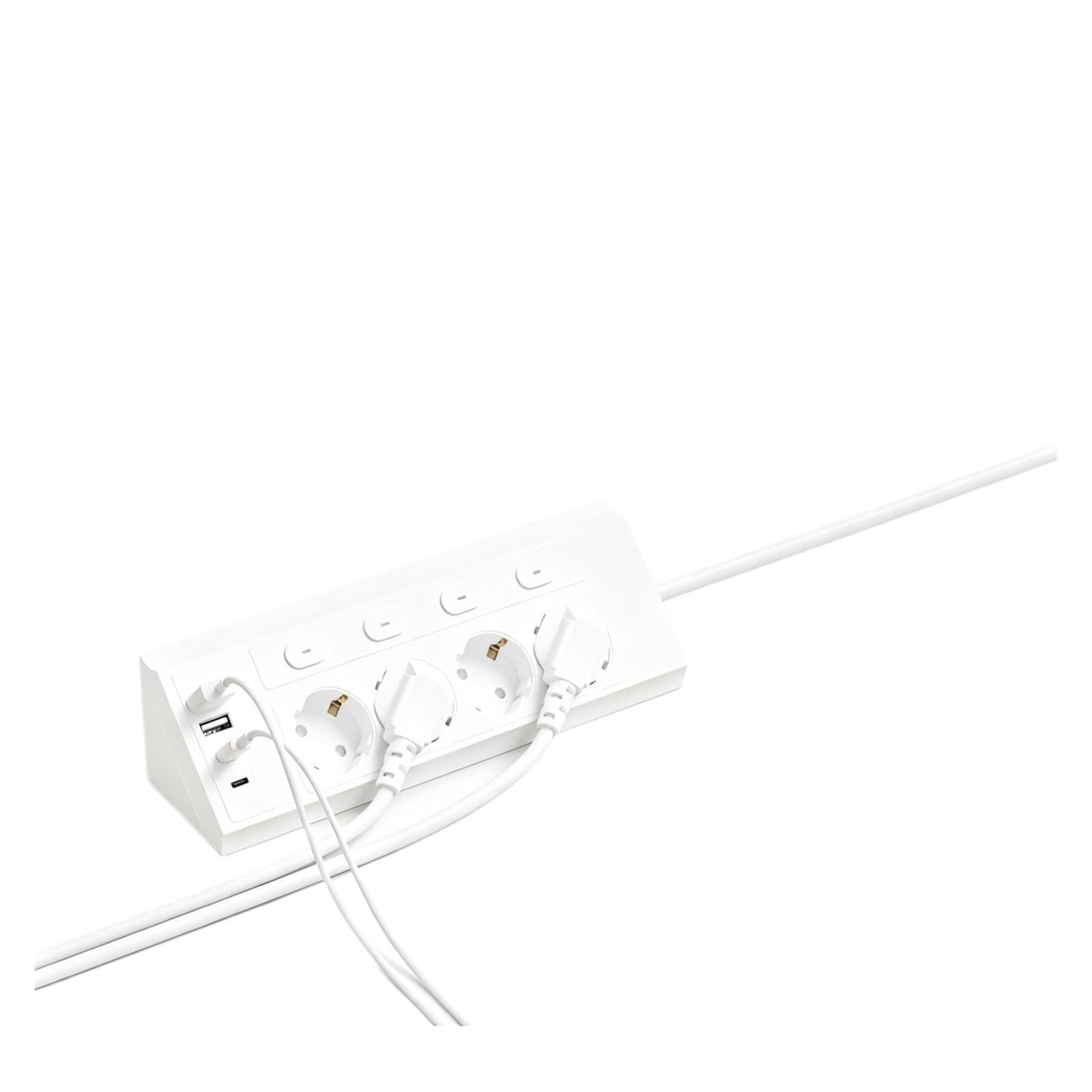 Regleta de enchufes UE 8 en 1 con 4 interruptores, extensión de 1,5 metros, 4 enchufes de CA, 2 puertos USB tipo C, esquina, independiente(Black)