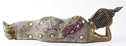 Buda Reclinado Decorativo Feng Shui 14" Gris miniatura 3