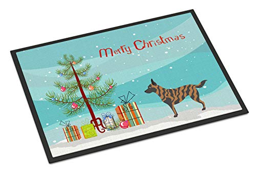 Caroline's Treasures BB8462MAT Dutch Shepherd Christmas Doormat 18x27 Front Door Mat Indoor Outdoor Rugs for Entryway, Non Slip Washable Low Pile, 18H X 27W
