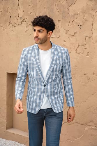 Cloudstyle Mens Plaid Blazer Lightweight Casual Sport Coat Daily Slim Fit Suit Jacket3