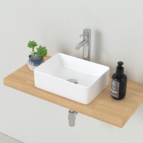 J-Family JFBS99 14.5'' X 10.6'' Bathroom Small Vessel Sink Above Counter White Porcelain Ceramic Sink Bowl Vanity Sink Lavatory Rectangular Wash Hand Basin,Jfbs99 thumb #7