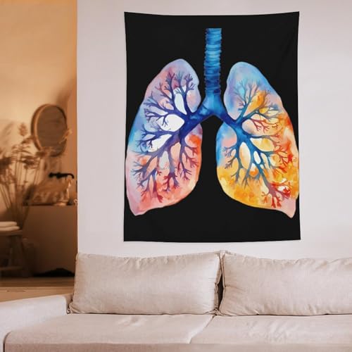 Tapiz de pulmones en acuarela: decoración vertical de tela para la pared del dormitorio 6