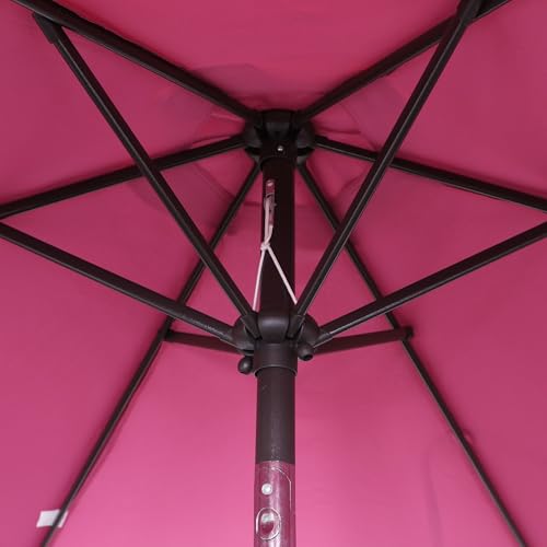 Image of Blissun 7.5 ft Patio Umbrella, Yard Umbrella, Outdoor Market Umbrella with Push Button Tilt Crank, Fuchsia