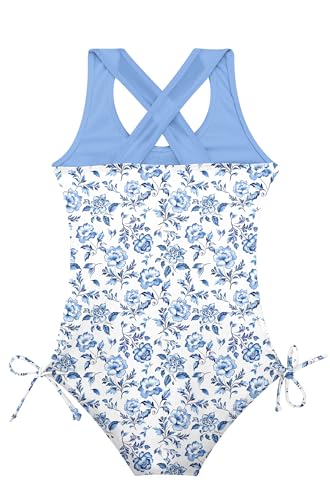 Image of BFUSTYLE Girls One Piece Swimsuit Cute Striped Bathing Suit Hawaii Swimwear 6-17 Years