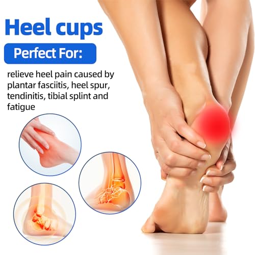 Image of Gel Silicone Heel Cups /Pads - 2 Pair Heel Lifts for Plantar Fasciitis,Heel Pain Shoe Inserts Heel Protectors,Achilles Tendonitis (Green, Large)