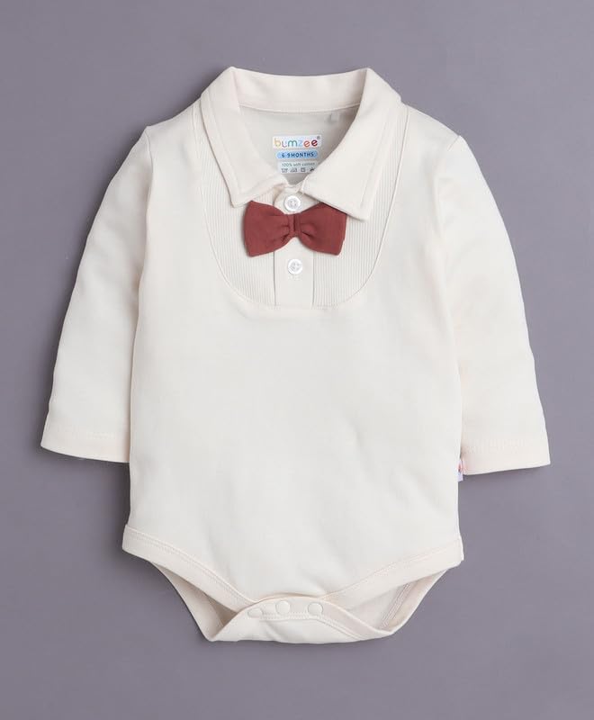Image of BUMZEE Baby Boys Regular Fit Full Sleeves Collar Neck Cotton Bodysuit Set