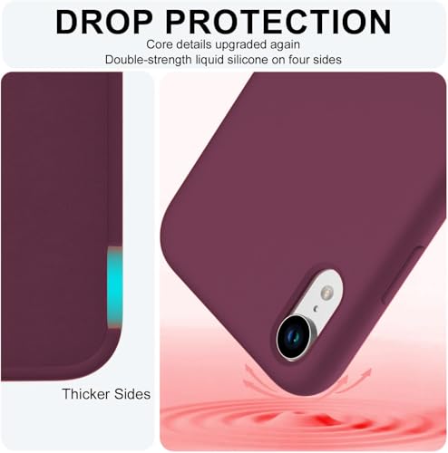 Image of VONZEE Microfiber Candy Case Compatible for iPhone Xr 6.1 inch, Shockproof Slim Back Cover Liquid Silicone Case - Wine Red