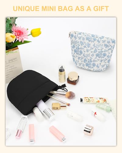 Travel Cosmetic Bag for Purse, Portable Small Makeup Pouch Organizer with Accessories, Traveling Compact Car Bag for Essentials with Compartments, Compact Toiletry Bag for Trip, Office, Home - Black 7