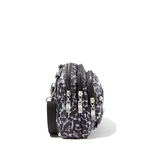 Baggallini Womens Triple Zip Bagg, Grey Wild Cheetah2
