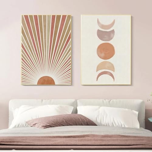 Peinture sur toile soleil et lune avec cadres de qualité supérieure