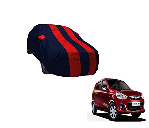 Image of Auto Hub Car Cover Compatible with Maruti Alto K10 with Weather Proof, Mirror Pocket, Triple Stitched, Alto K10 Car Cover- Navy-Red