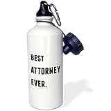 3dRose Best Attorney Ever, Black Letters On A White Background-Sports Water Bottle, 21oz , 21 oz, Multicolor