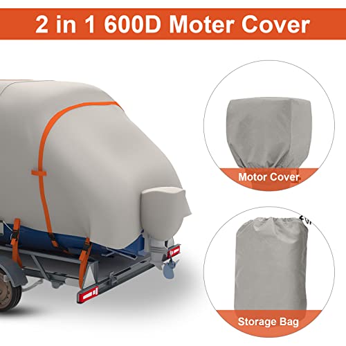 Tuszom Waterproof T-Top Boat Cover For 20' - 22' L Center Console Boat With T Top Roof, Heavy Duty 600D Marine Grade Hard Top Boat Cover With 17 Adjustable Windproof Straps #TOP4