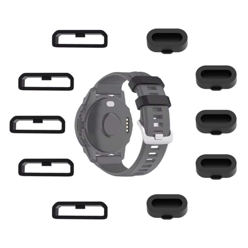 MTHGH 22mm Correa de reloj Loops para Garmin Fenix 7/6/5 /Forerunner 965/955/945/935 Smartwatch Fastener Rings [5 Piezas]+ 5 Piezas Tapón del Polvo, seguro anillos de sujeción del conector Loop